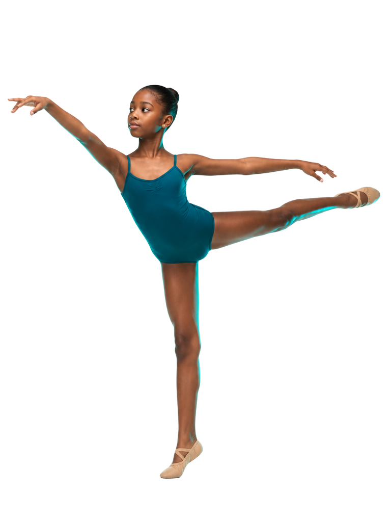 Ballet dancer in an extended arabesque pose